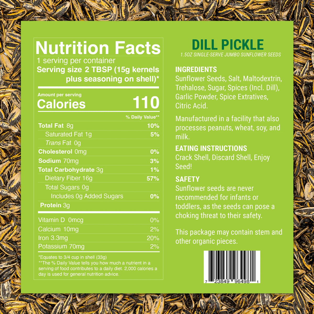 SMACKIN' Sunflower Seeds Roasted Single Serve 1.5oz Dill Pickle MN