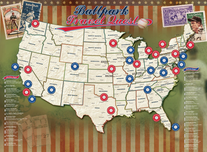 Ballpark Travel Quest Map - ships directly from maker – MN Alumni